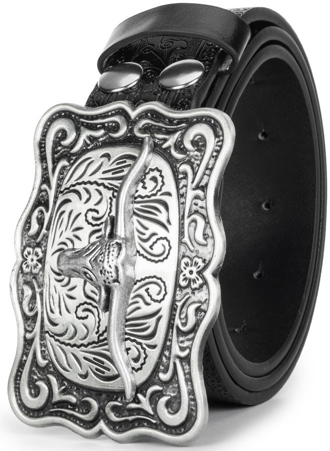 OVOY Men Women Vintage Cow-Head-Buckle Western-Cowboy-Belt for Jeans Pants - Image 1